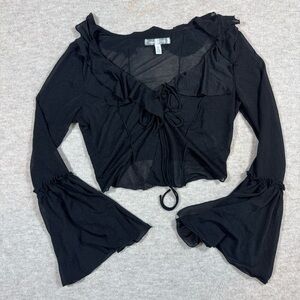 Urban Outfitters Black Ruffled Blouse
